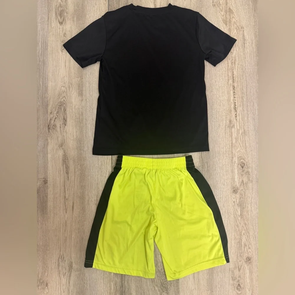 Hurley Black T-Shirt and Neon Yellow Shorts Set